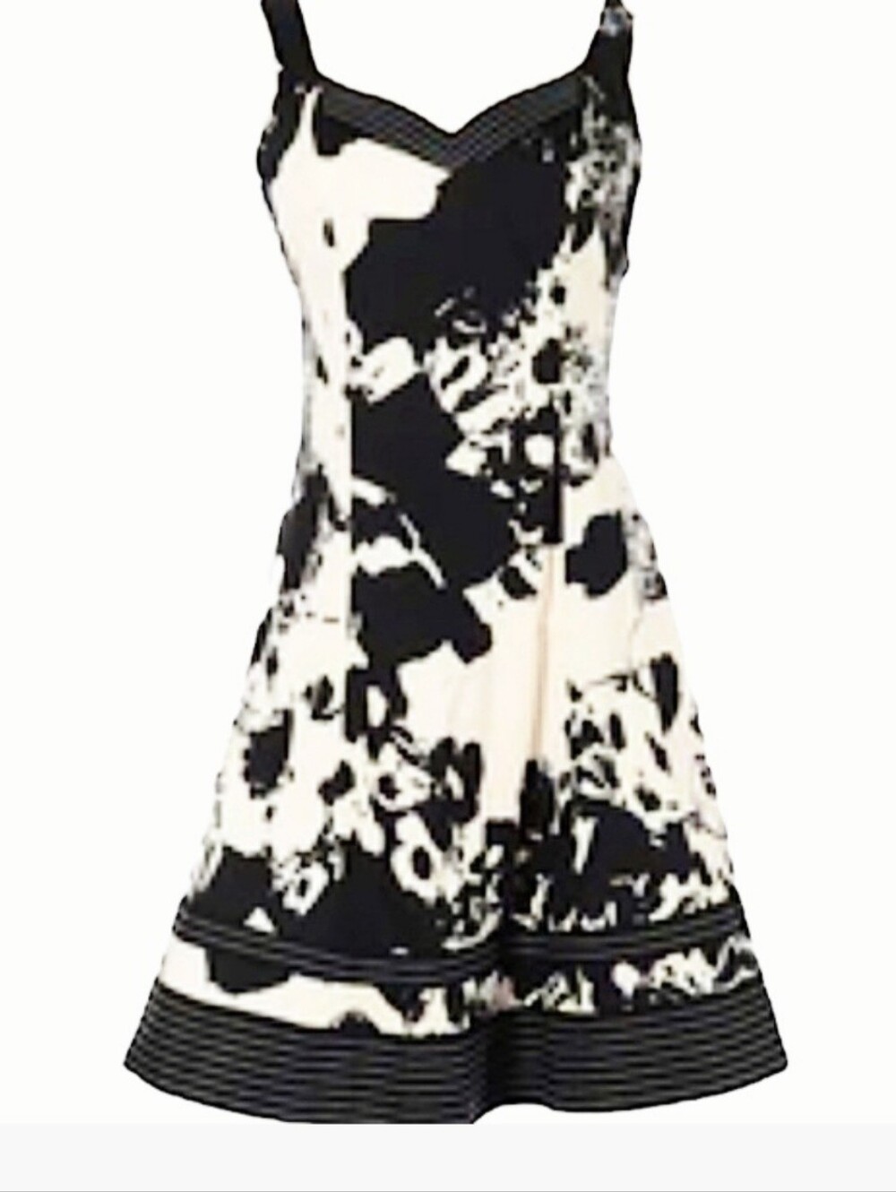 Nine West A-Line Cotton Spring or Summer Black🖤 & White Floral Dress👗, Size 8P